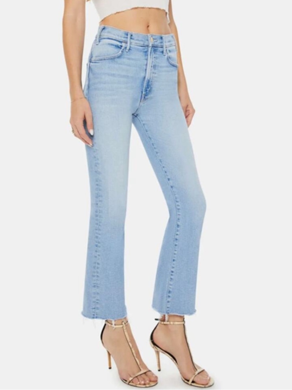 Mother Denim Women’s The Hustler Ankle Fray Cropped Jeans in Knock on Wood 26